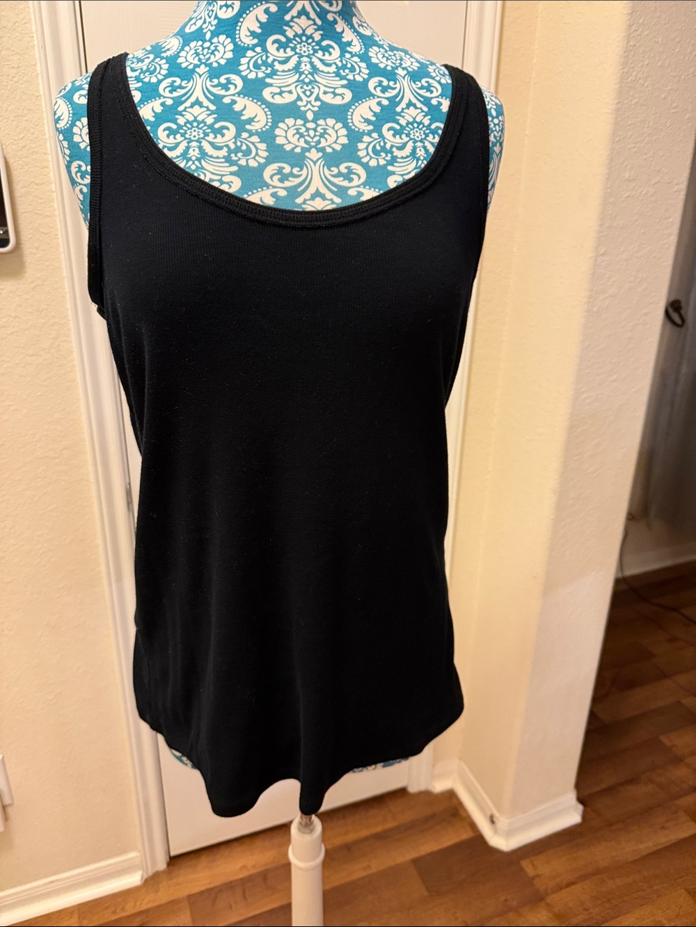 Lane Bryant Black Ribbed Scoop Neck Tank